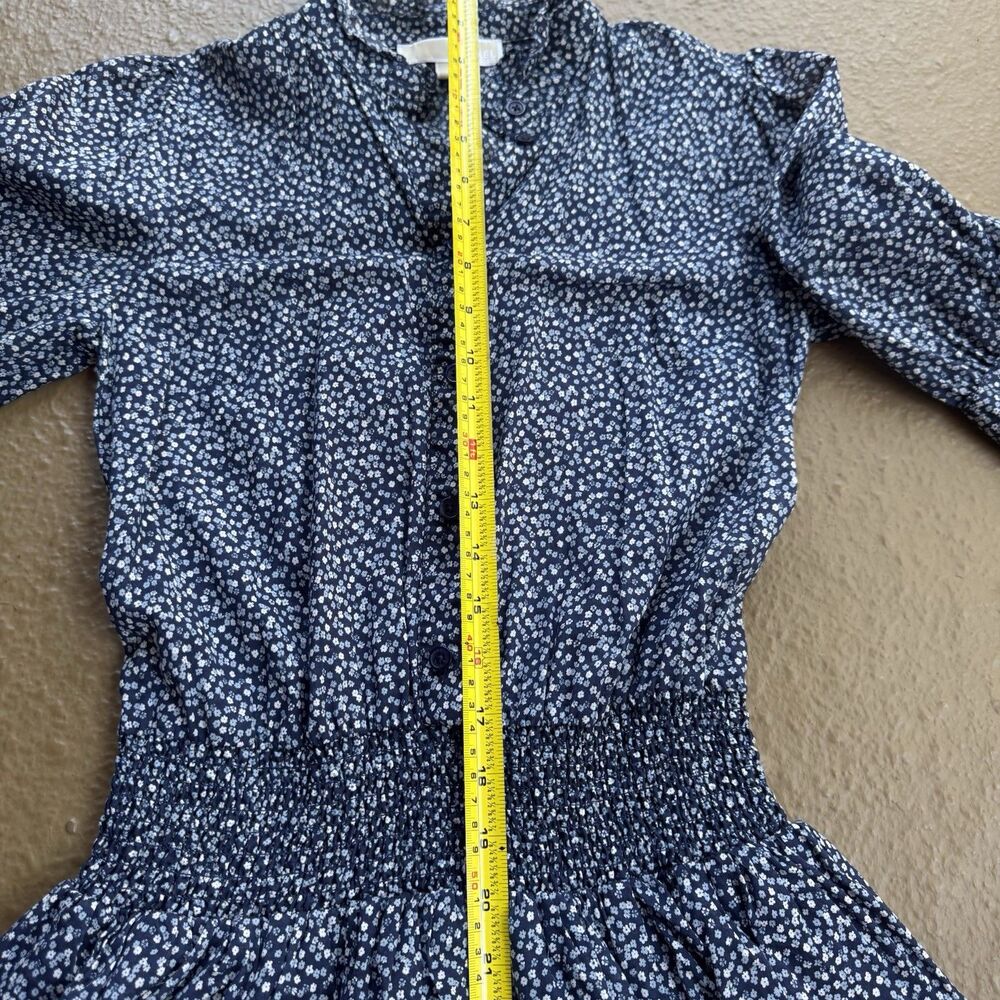 MICHAEL KORS Floral Dress Cotton Lawn Tiered Short Blue Flowers Boho Sz XS - Picture 9 of 16